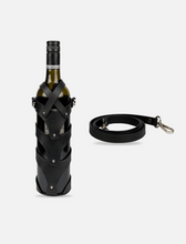 Load image into Gallery viewer, Sustainable wine bottle or a water bottle case made ethically and responsibly in India with upcycled pure leather. It is consciously and sustainable designed by using scraps and waste of high quality leather.