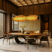 Load image into Gallery viewer, UrbanEscape 2.0 - Linear Industrial Pendant lamp with Natural Cane/Rattan mesh for Home, restaurants and offices.