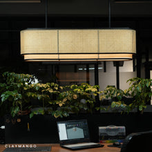 Load image into Gallery viewer, Azon linear - Industrial Pendant lamp with Natural bamboo mesh for Home, restaurants and offices.