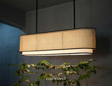 Load image into Gallery viewer, Azon linear - Industrial Pendant lamp with Natural bamboo mesh for Home, restaurants and offices.