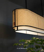 Load image into Gallery viewer, Azon linear - Industrial Pendant lamp with Natural bamboo mesh for Home, restaurants and offices.