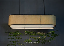 Load image into Gallery viewer, Azon linear - Industrial Pendant lamp with Natural bamboo mesh for Home, restaurants and offices.