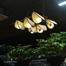 Load image into Gallery viewer, Helios Linear - Unique handmade Woven Hanging Pendant Light, Natural/Cane Pendant Light for Home restaurants and offices.