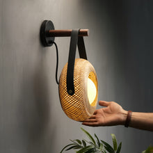 Load image into Gallery viewer, Eclipse- Unique handmade Woven Wall Sconce Light, Natural/Bamboo Wall Sconce Light for Home restaurants and offices.
