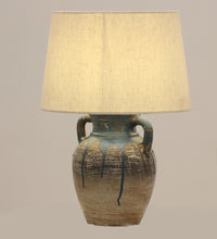 Load image into Gallery viewer, Distress Finish Blue Beautiful Design Clay Table Lamp