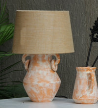 Load image into Gallery viewer, Terracotta color distree finish table lamp