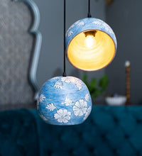 Load image into Gallery viewer, Blue Flower Combo - Terracotta Lamp