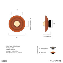 Load image into Gallery viewer, Solis Terra Sconce - Wall/Ceiling Lamp for Home, Restaurants and Offices