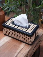 Load image into Gallery viewer, Cuboidal Natural Cane Mesh Table Top Tissue Paper Holder Box For Home/Office.
