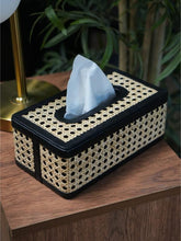 Load image into Gallery viewer, Cuboidal Natural Cane Mesh Table Top Tissue Paper Holder Box For Home/Office.