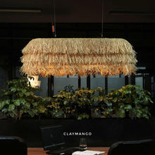 Load image into Gallery viewer, Morocco Linear lamp -  Natural bamboo mesh and Raffia Grass for Home, restaurants and offices.
