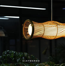 Load image into Gallery viewer, UrbanEscape - Linear Industrial Pendant lamp with Natural Cane/Rattan mesh for Home, restaurants and offices.