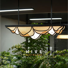 Load image into Gallery viewer, Hive Linear - Industrial Pendant lamp with Natural bamboo mesh for Home, restaurants and offices.