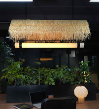 Load image into Gallery viewer, Morocco Hut Linear lamp - Natural cane mesh and Raffia Grass for Home, Restaurants and Offices
