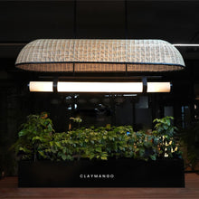 Load image into Gallery viewer, Umbrella Linear - Industrial Pendant lamp with Natural Cane/Rattan mesh for Home, restaurants and offices.