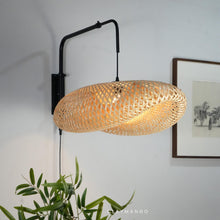 Load image into Gallery viewer, S curve Sconce - Unique handmade Woven Wall Sconce Light, Natural/Bamboo Wall Sconce Light for Home restaurants and offices.
