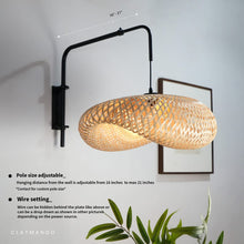 Load image into Gallery viewer, S curve Sconce - Unique handmade Woven Wall Sconce Light, Natural/Bamboo Wall Sconce Light for Home restaurants and offices.