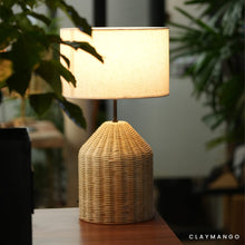 Load image into Gallery viewer, NatureGlow Cane Lamp - Unique handmade Woven table top Light, Fabric /Cane Table top Light for Home and offices