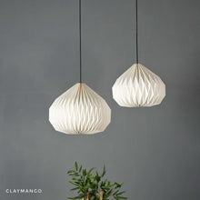 Load image into Gallery viewer, Chiyo Pendant Lamp - Set of 2 Unique handmade Origami Natural/Paper pendant Light for Home Restaurants and Offices