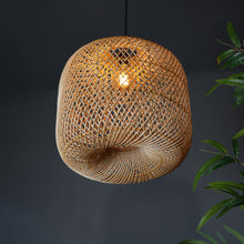Load image into Gallery viewer, Cage 2.0 : Unique handmade Woven Hanging Pendant Light, Natural/Cane Pendant Light for Home Restaurants and Offices.