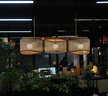 Load image into Gallery viewer, Morbis Linear - Linear Industrial Pendant lamp with Rattan for Home, Restaurants and Offices.