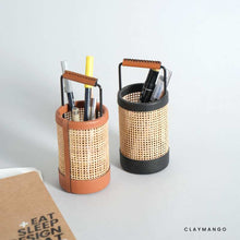 Load image into Gallery viewer, Handwoven Rattan Mesh Pen Stand Organizer for Study & Workspace