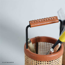 Load image into Gallery viewer, Handwoven Rattan Mesh Pen Stand Organizer for Study & Workspace