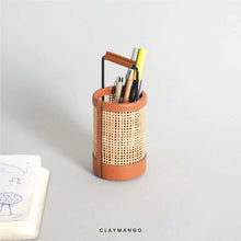 Load image into Gallery viewer, Handwoven Rattan Mesh Pen Stand Organizer for Study & Workspace