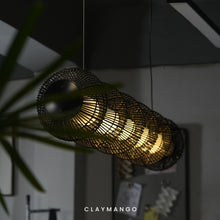 Load image into Gallery viewer, Resona Linear - Linear Industrial Pendant lamp with Natural Cane/Rattan mesh for Home, restaurants and offices.