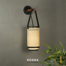 Load image into Gallery viewer, Kosha - Unique handmade Woven Wall Sconce Light, Natural/Bamboo Wall Sconce Light for Home restaurants and offices.