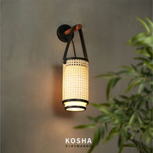 Load image into Gallery viewer, Kosha - Unique handmade Woven Wall Sconce Light, Natural/Bamboo Wall Sconce Light for Home restaurants and offices.