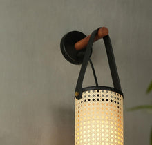 Load image into Gallery viewer, Kosha - Unique handmade Woven Wall Sconce Light, Natural/Bamboo Wall Sconce Light for Home restaurants and offices.