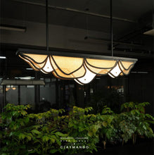 Load image into Gallery viewer, Hive Linear - Industrial Pendant lamp with Natural bamboo mesh for Home, restaurants and offices.