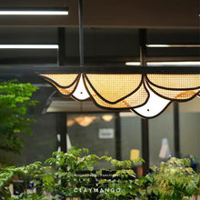 Load image into Gallery viewer, Hive Linear - Industrial Pendant lamp with Natural bamboo mesh for Home, restaurants and offices.