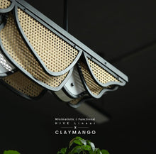 Load image into Gallery viewer, Hive Linear - Industrial Pendant lamp with Natural bamboo mesh for Home, restaurants and offices.