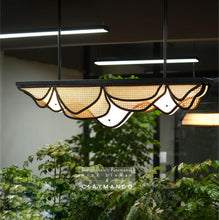 Load image into Gallery viewer, Hive Linear - Industrial Pendant lamp with Natural bamboo mesh for Home, restaurants and offices.
