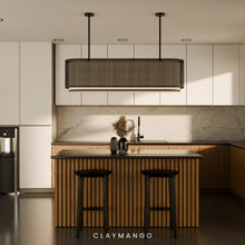 Load image into Gallery viewer, Azon linear - Industrial Pendant lamp with Natural bamboo mesh for Home, restaurants and offices.