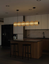 Load image into Gallery viewer, Resona Linear - Linear Industrial Pendant lamp with Natural Cane/Rattan mesh for Home, restaurants and offices.