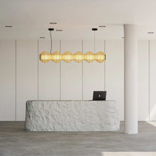 Load image into Gallery viewer, Resona Linear - Linear Industrial Pendant lamp with Natural Cane/Rattan mesh for Home, restaurants and offices.