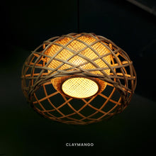 Load image into Gallery viewer, Inter Woven : Unique handmade Woven Hanging Pendant Light, Natural/Bamboo Pendant Light for Home restaurants and offices.