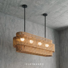 Load image into Gallery viewer, Reed Linear - Linear Industrial Pendant lamp Metal with Raffia for Home, Restaurants and Offices.
