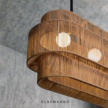 Load image into Gallery viewer, Reed Linear - Linear Industrial Pendant lamp Metal with Raffia for Home, Restaurants and Offices.