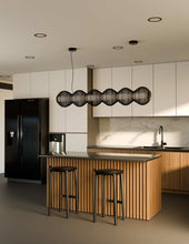 Load image into Gallery viewer, Resona Linear - Linear Industrial Pendant lamp with Natural Cane/Rattan mesh for Home, restaurants and offices.