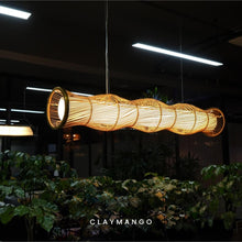 Load image into Gallery viewer, UrbanEscape - Linear Industrial Pendant lamp with Natural Cane/Rattan mesh for Home, restaurants and offices.