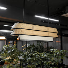 Load image into Gallery viewer, Voyage Linear - Industrial Pendant lamp with Natural bamboo mesh for Home, restaurants and offices.