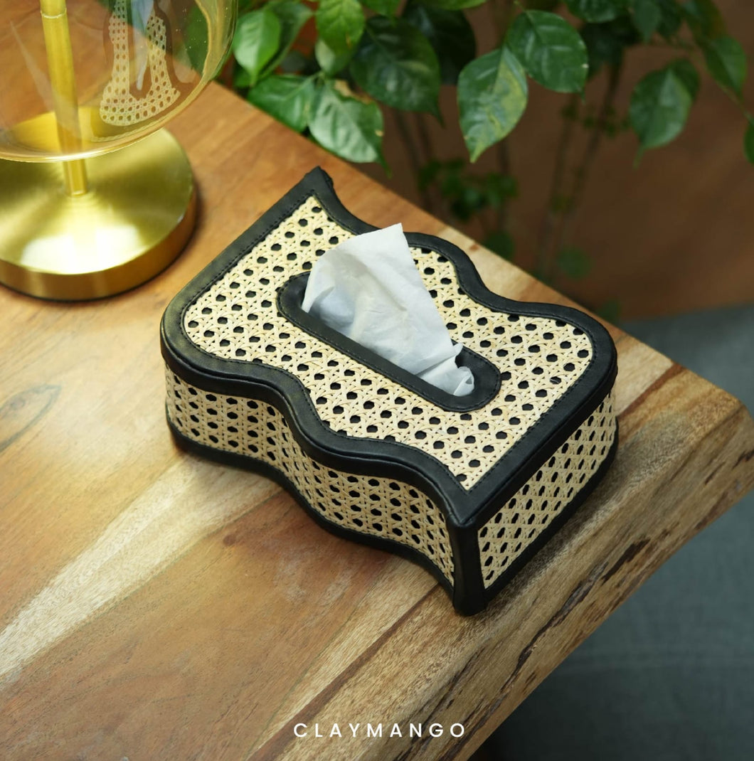 Unique Natural Cane Mesh Table Top Tissue Paper Holder Box For Home/Office.