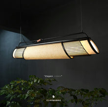Load image into Gallery viewer, Zagon Sleek Linear - Industrial Pendant lamp with Natural bamboo mesh for Home, restaurants and offices.