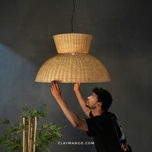 Load image into Gallery viewer, Samyak : Unique handmade Woven Hanging Pendant Light, Natural/Cane Pendant Light for Home restaurants and offices.