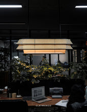 Load image into Gallery viewer, Voyage Linear - Industrial Pendant lamp with Natural bamboo mesh for Home, restaurants and offices.