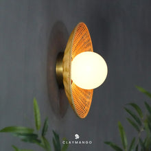Load image into Gallery viewer, Induka - Unique handmade Woven Wall Sconce Light, Natural/Bamboo Wall Sconce Light for Home restaurants and offices.